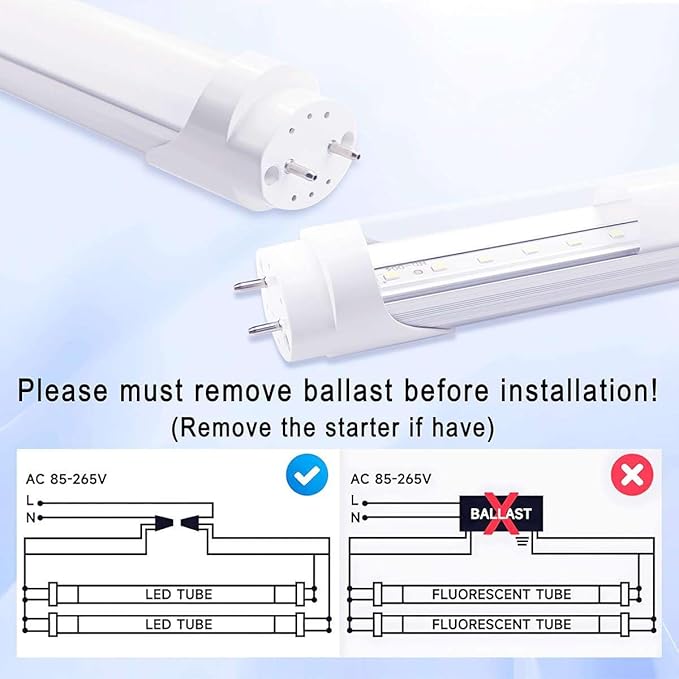 Aolyty T8 LED Tube Light, 9W Shop Light 6500K Super Bright Dual End Powered No Ballast Bypass Light fixtures 2ft 24" for Warehouse, Garage, Office, Home - 10 Pack