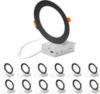 ZYC Recessed Lighting 6 Inch - 12W Ultra-Thin LED Ceiling Lights,2700-5000K Selectable,5CCT Canless Wafer Downlight,1100LM Hight Brightness,Dimmable Can Light,Pack of 12 Black.