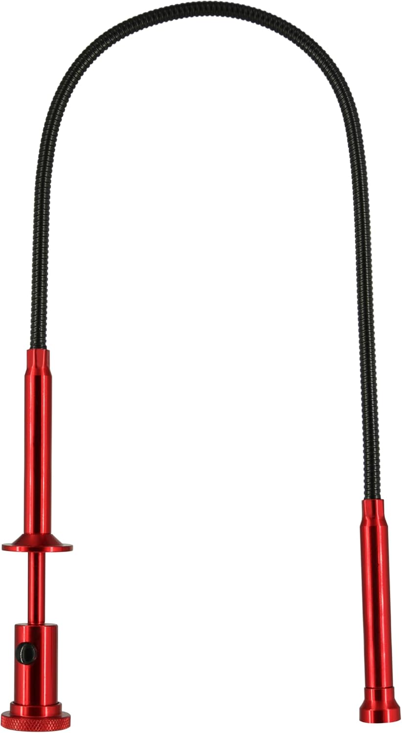 24.4 in Claw Grabber Tool,Bendable Hose Reacher Pickup with LED Light,4 Claw Picking Tool for Garbage Litter Pick Home Sink Drain and Metal Small Items. (Red)