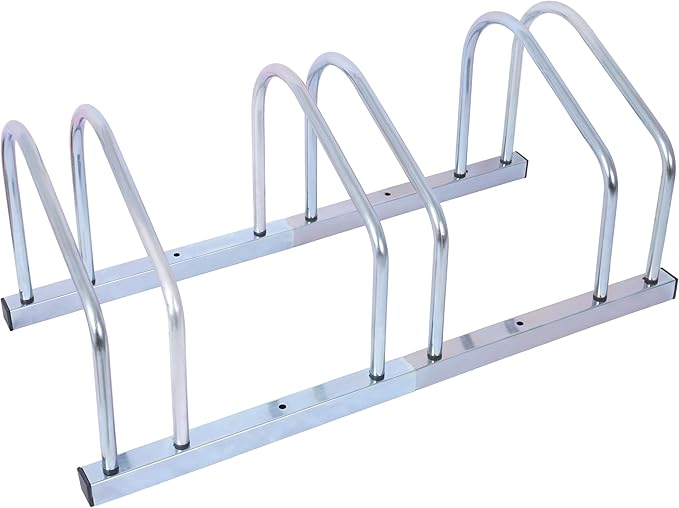 Bike Floor Stand for Indoor Garage Outdoor Parking 22”-28" Wheel Tire Width up to 2.15" Bikes Storage Rack with Mounting Holes for Floor or Wall Mount for 3 Bicycles