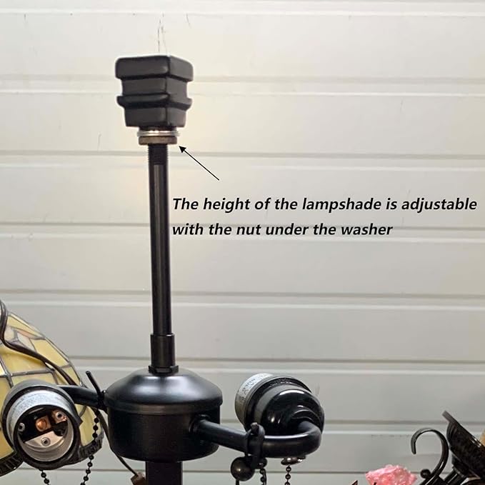 Bieye SS037 Lampshade Support with Finial for Tiffany Style Stained Glass Floor Lamp Table Lamp (G3/8 110mm Cube)