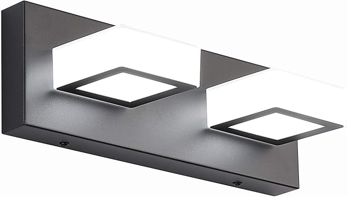 Ralbay 2 Lights Black Modern Bathroom Vanity Light Acrylic LED Modern Black Bathroom Wall Lighting Fixtures