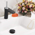 Pop Up Drain, Bathroom Faucet Vessel Vanity Sink Drain Stopper, Built-in Anti-Clogging Strainer, Without Overflow Matt Black,Fits Standard American Drain Hole(1-1/2" to 1-3/4") RWF082G
