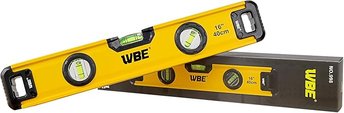 WBE 16-Inch Magnetic Torpedo Level with 45°/90°/180° Bubbles, Aluminum Alloy Body, Heavy Duty Level,Precision-Machined Base,Shockproof Rubber End Caps,Hanging Hole for Construction,Carpentry(1 PACK)