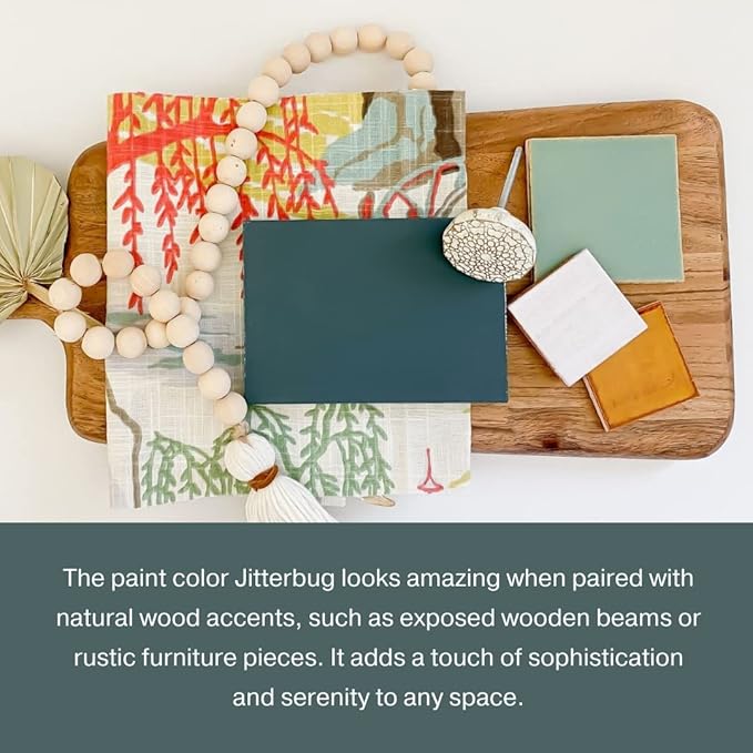 Country Chic All-in-One Chalk Paint for Furniture, Cabinets, Home Decor, Eco-Friendly, Matte Finish, Built-In Primer & Top Coat for Wood, Metal - Jitterbug (Dark Teal) - 8 oz (237 ml)