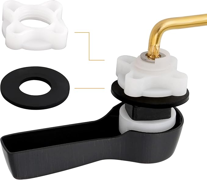 Hibbent Universal Metal Front Mount Toilet Handle Replacement Kit, Brass Toilet Flush Tank Lever with Stainless Steel Flapper Chains for Most Toilets, Oil-Rubbed Bronze Finish