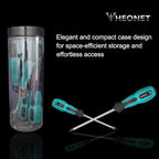 Magnetic Screwdriver Sets 6 PCS, Screwdriver Set with Small Box,Flat Head Phillips Screwdriver, Non-Slip Cushion Grip for Repair Home Improvement,Green & Black