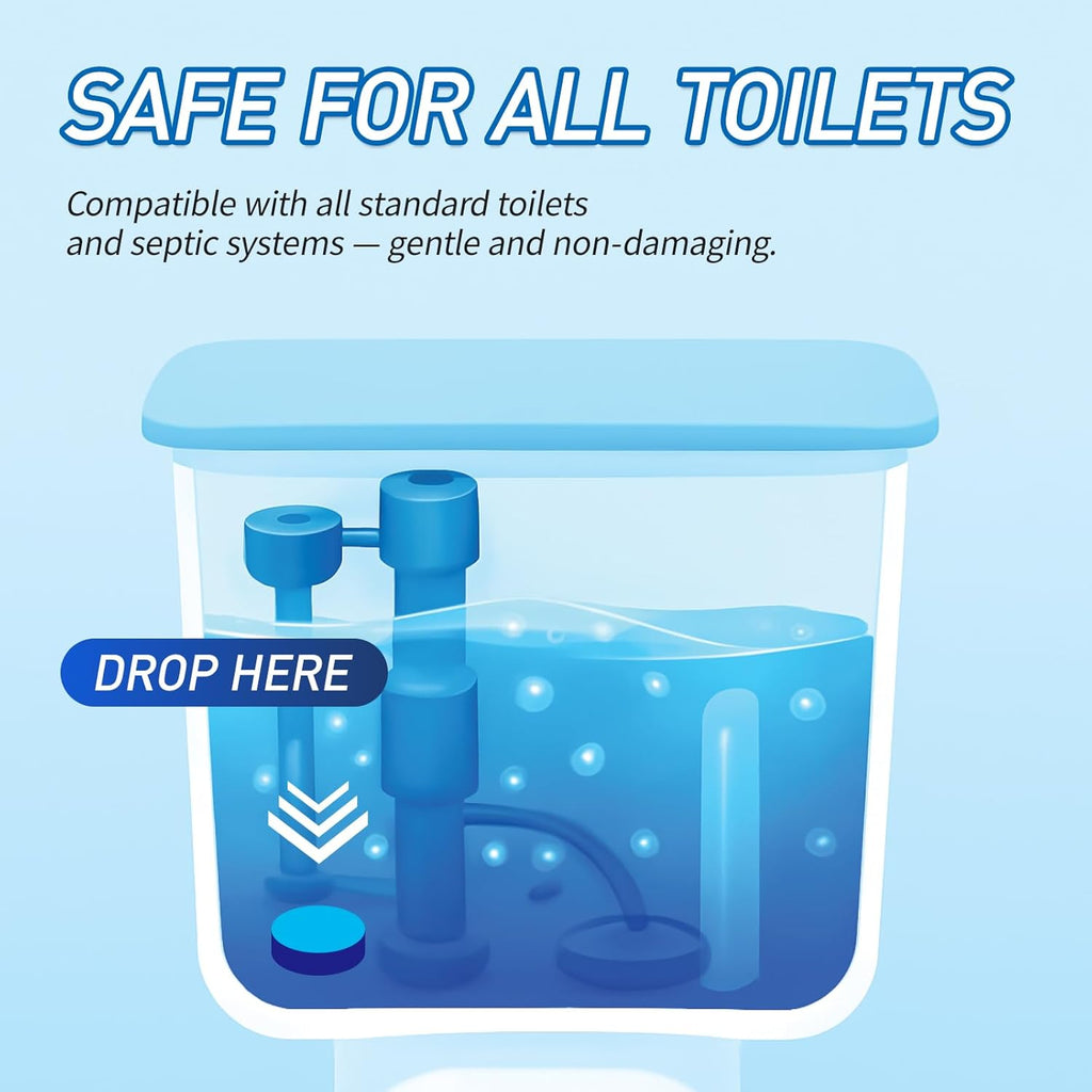 Toilet Bowl Cleaner Tablets 40 Pack, Long-Lasting Drop-in Tank Tablets with Sustained-Release Technology, Fight Tough Stains & Odors, Household & Commercial Use, Compatible with Most Toilets-Automatic