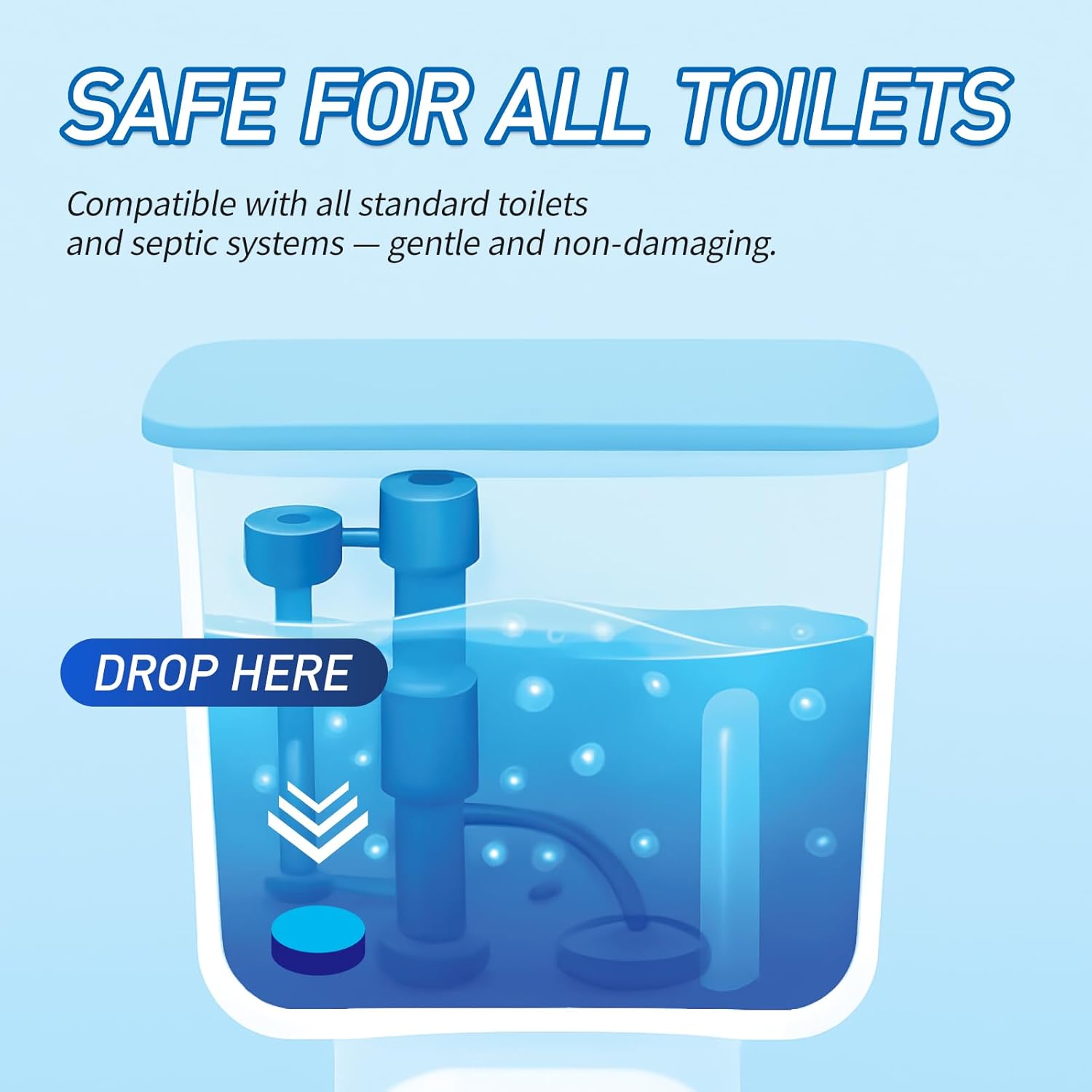 Toilet Bowl Cleaner Tablets 40 Pack, Long-Lasting Drop-in Tank Tablets with Sustained-Release Technology, Fight Tough Stains & Odors, Household & Commercial Use, Compatible with Most Toilets-Automatic