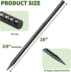 16 inches Rebar Stakes Heavy Duty (34-Pack) Metal Spikes for Concrete Timber, Garden Plant, Straight Steel Stakes for Tent, 3/8" Thickness Ground Anchors with Chisel Point End, Black