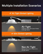 Lumary 4 Inch Smart Gimbal Recessed Lighting, 9W 810Lm ETL-Listed Eyeball Soffit Light, 40° Tilt Directional Color Changing LED Ceiling Downlight, Work with Alexa/Google Assistant, CRI 90+, 1Pack