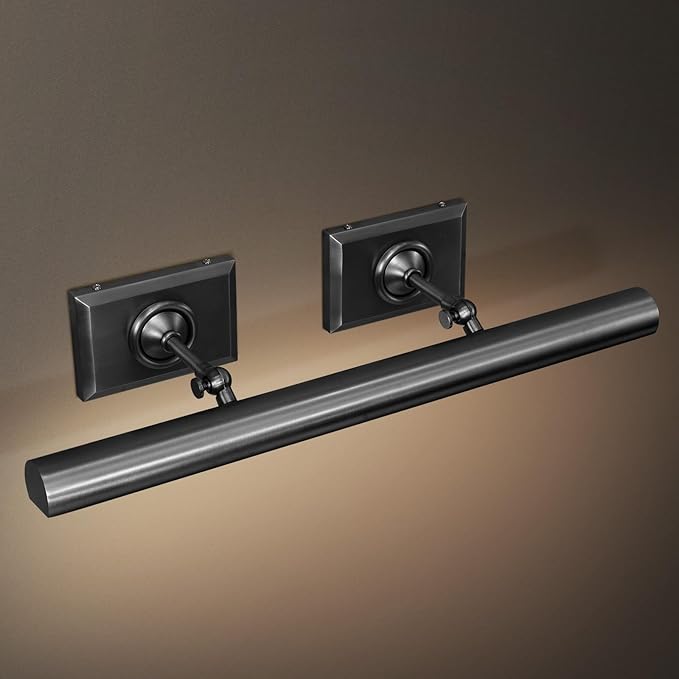 Picture Light, 24in Hardwired Picture Lights for Wall, Dimmable Poster Paintings Frames Light, Brass 4 Lighting Wall Sconces for Art Display Gallery Bathroom Living-Included Bulbs(Black)