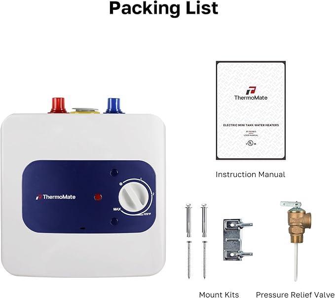 ThermoMate Mini Tank Water Heater Electric, 1.32 Gallons Small Under Sink Water Heater for Point of Use Instant Hot Water 110V 120V, Wall or Floor Mounted, UL Listed ES150