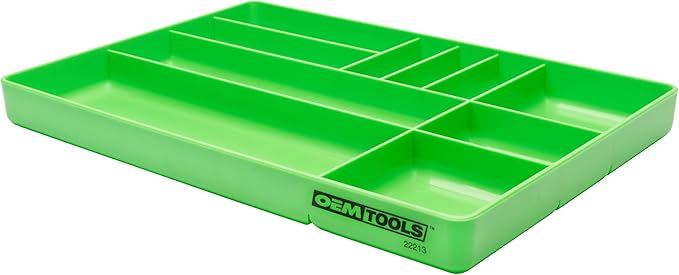 OEMTOOLS 22213 Tool Box Organizer Tray – 10-Compartment Tool Chest Organizer for Parts, Bolts, and Small Tools – Stackable Drawer Tray Design