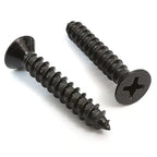 Bolt Dropper #8 x 1 Inch Wood Screws, Pack of 100 - Black Xylan Coated Stainless Steel Flat Head Phillips Screw - Corrosion Resistant for Wood, Drywall Applications, and Outdoor Use