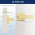 EHOMEWARE 5 Pack Dummy Door Handles in Satin Brass, Non-Turning Interior Door Levers, Heavy Duty Reversible Indoor Handles for Closet Pantry