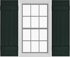 Board & Batten Vinyl Shutters (1 Pair) | 14.5"x39" (4-Board) - Heathered Spruce | Exterior Window Shutters | Includes Mounting Hardware | Simple Installation | Made in USA