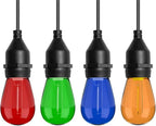 S14 Colored LED String Light Bulbs, 1 Watt Plastic Shatterproof LED Replacement Bulbs for Indoor Outdoor Patio String Light, E26 Medium Base, Multi-Color: Red/Green/Blue/Orange