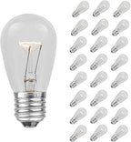 Novelty Lights 25 Pack S14 Outdoor Patio Edison Replacement Bulbs, E27 Medium Base, Clear, 11 Watt