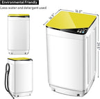 Waterjoy Portable Washing Machines, 7.7 lbs Load Capacity Portable Washer and Dryer Combo with Built-in Barrel Light & LED Display for Household and Apartment （Yellow）