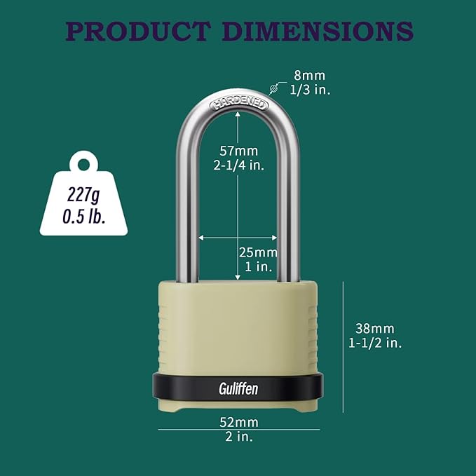 Heavy Duty Combination Padlock, Outdoor Combo Lock Weatherproof, Pad Locks with Long Shackle for Locker, Shed, Garage, Gate, Fence, 6 Pack
