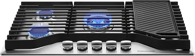 GASLAND Master 36 Inch Gas Cooktop with Griddle PRO GH3905SS1FC with 5 Burners,CSA certified, 120V Plug-in, NG/LPG Convertible