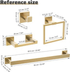 TNOMS 5-Piece Towel Bar Set Brushed Gold Bathroom Hardware Accessories Set Includes Upgraded Double Base Toilet Paper Holder,Modern Square Towel Holder Set Stainless Steel Wall Mount 23.6 Inch