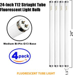 F20T12/WW 20 Watt Soft Warm White, T12 Fluorescent Tube Light Bulb 20W 24 Inch, 2Ft F20T12/DSW/RP Replacement for F20T12 F20T12KB/ECO/RVL F20T12KB/ECO F20T12/SPX30 1250Lm G13 4 Count