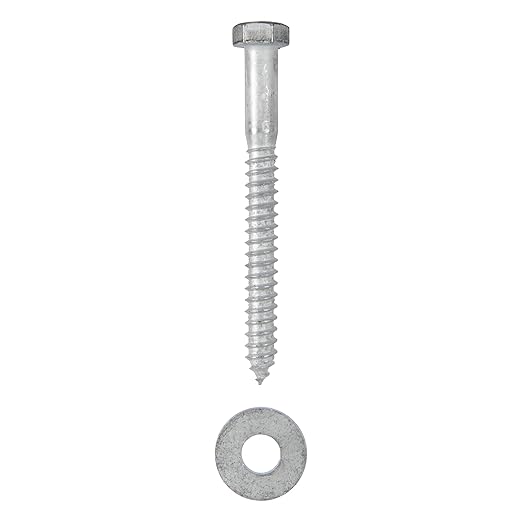 3/8 x 5 (50 Pack) Lag Screw Kit, 50 Screws and 50 washers, Hot Dip Galvanized, Meets ASME B18.2.1 Industrial/Commercial Grade by Makers Bolt
