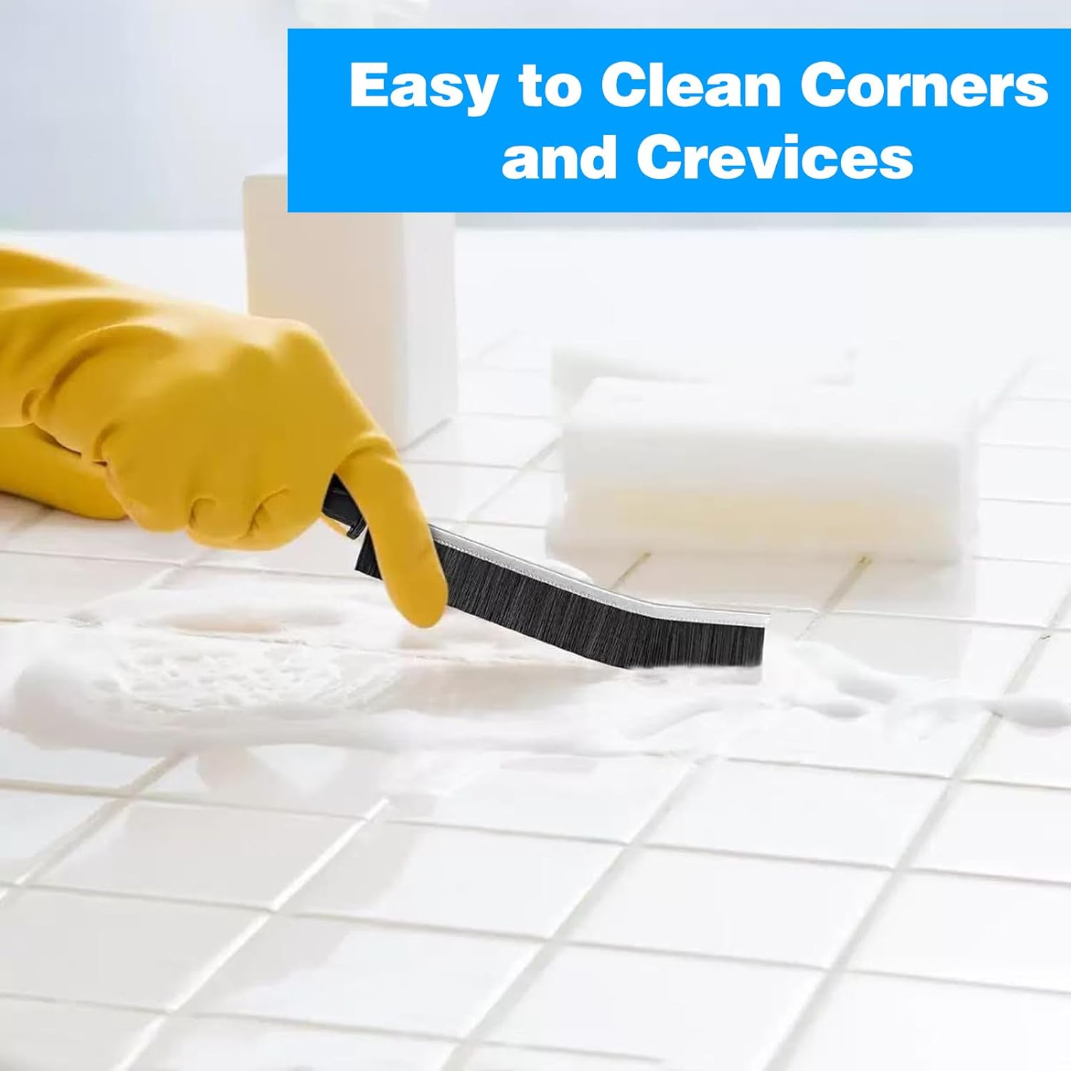 Multi-Purpose Hard Bristle Brush Set, Crevice Cleaning Brush Kit for Deep Cleaning Kitchen, Bathroom, Grout, Sink, Cup, Teapot, Bottle, Blender, Corners, Tight Spaces，9 Pack