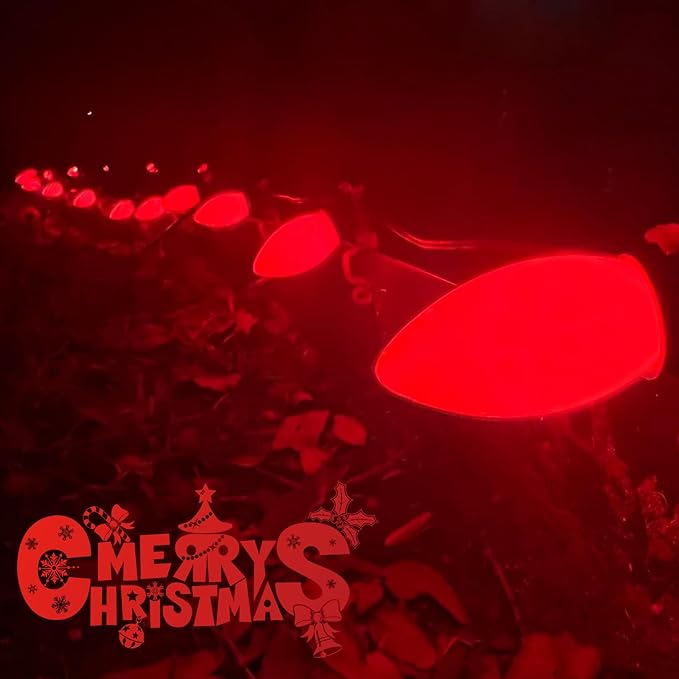 C9 Red Valentines Christmas Replacement Bulbs, 25 Pack C9 Incandescent Light Bulbs Ceramic Red Light Bulbs for Valentines Christmas String Lights, E17 Intermediate Base, 7 Watts