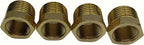 1/2" NPT Male to 3/8" NPT Female Brass Hex Nipple Pipe Adapter (4 Pcs)