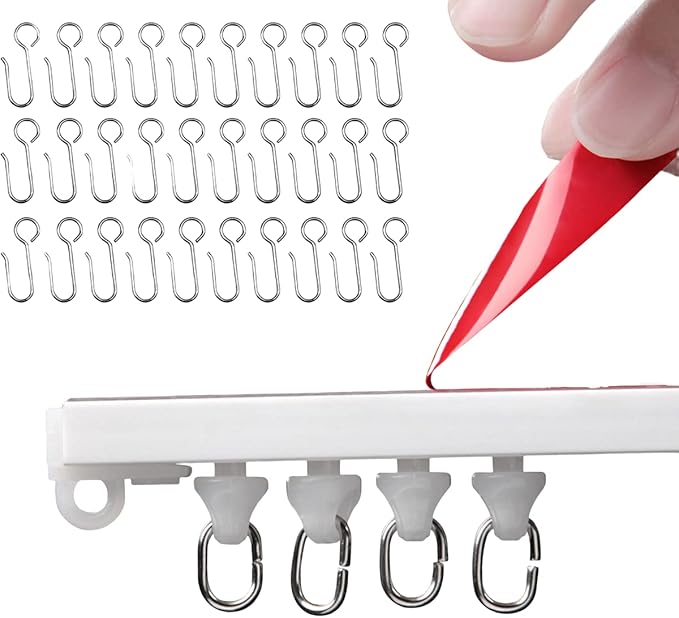Self Adhesive Ceiling Or Wall Curtain Track No Drill Curtain Rod 8FT/96Inch, No Damage Curtain Track Hangers, For Windows Cabinet Closet Bathroom Shower Curtain (8FT)