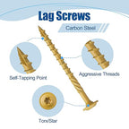 Lag Screws #14×4", 100PCS Heavy Duty Construction Screws, Rust Resistant, Washer Head, Bronze Coated External Wood Screws, Trusss Lag Screws, 2PCS T30 Star Bit Included