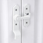 180 Degree White Barn Door Lock, Flip Gate Latch with Handle, Heavy Sliding Door Latches, Door Security Sliding Latch Lock for Cabinets, Bathroom, Garden, Window, Garage