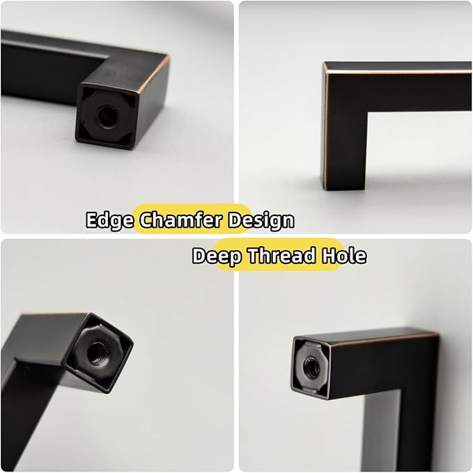 Oil Rubbed Bronze Cabinet Pulls 17-5/8 Inch Hole Centers(448mm), Long Cabinet Handles Square Drawer Pulls 10 Pack, Stainless Steel Wardrobe Handles