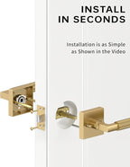 Asidrama 4 Pack Champagne Bronze Passage Door Handles, Door Lever with Door Knobs Indoor for Bedroom or Bathroom, Heavy Duty Door Handles Interior with Locks for Left Right Sided Doors