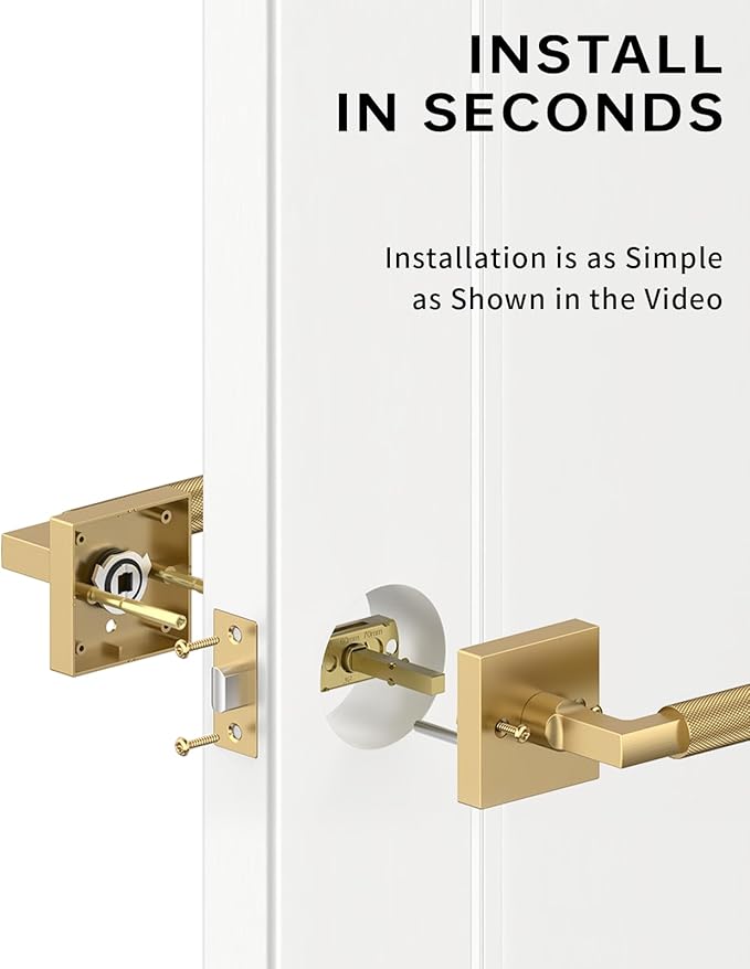 Asidrama 6 Pack Champagne Bronze Passage Door Handles, Door Lever with Door Knobs Indoor for Bedroom or Bathroom, Heavy Duty Door Handles Interior with Locks for Left Right Sided Doors