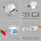 Koopala 3PACK Rechargeable LED Wall Sconce, Cordless Battery with Remote, Powered Wall Sconce, 3 Brightness Levels, 360° Swivel Magnetic Shade for Bedrooms, Hallways, Den and Reading Spaces（White）