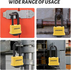 4 Pack Heavy Duty Covered Laminated Steel Padlocks Keyed Alike, Weatherproof Padlocks with 1-9/16 in. Wide Body, Long Shackle for Gate, Shed, Storage Locker Lock