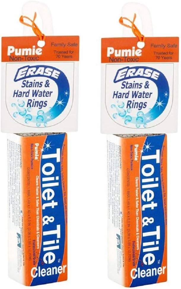 PUMIE Toilet & Tile Pumice Cleaner, Pumice Stick with Handle, Multi-Function Toilet Bowl Cleaner by US Pumice, Bath-8, Pack of 2
