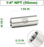 TAISHER 2PCS Stainless Steel Pipe Fittings, 1/4" NPT Female x 1/4" NPT Female Threaded, 2" Length Thickened Nipple Cast Pipe