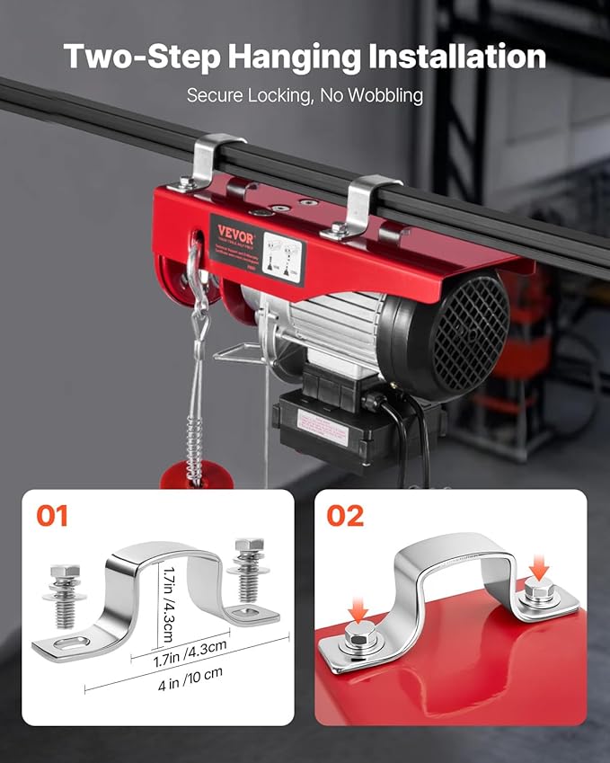 VEVOR Electric Hoist, 1320 lbs 120V Electric Winch with 328 ft Wireless & 14 ft Wired Remote Control, 40 ft Single Cable Lifting Height, Single/Double Slings, Lift Hoist for Garage Warehouse Factory