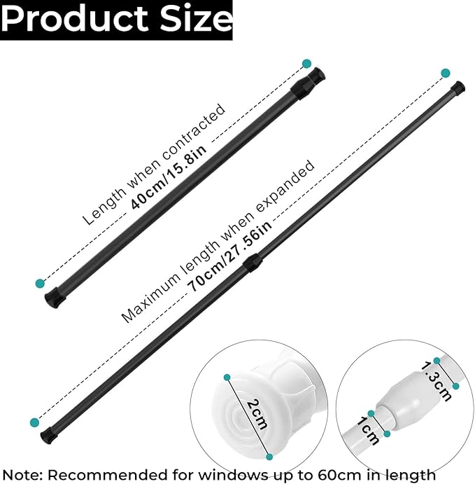 2 Pcs Window Security Bar, Adjustable Sliding Glass Door Bar Sliding Door Security Bar Window Safety Lock Bar with Rubber Tips, Suitable for Lengths of 15.7-27.5 Inch