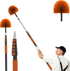 24FT (30FT Reach) Cobweb Duster with Extension Pole, Spider Web Brush for Cleaning Extendable, Professional Ceiling and Corner Dusters for Outdoor Indoor Use