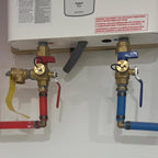 MEASUREMAN Tankless Water Heater Service Valve Kit, 3/4" IPS Forged Brass Isolator Valves with Pressure Relief, Heavy-Duty Lead-Free Brass