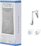 X-Large Hanging Laundry Hamper Bag, Door Hanging Hamper with Front Pocket Dirty Clothes Hanging Laundry Bag Large Size 35X22 inch Door Laundry Basket (Grey)