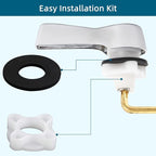 Hygie Rinse Metal Toilet Handle Lever Flush Replacement, Universal Front Mount Toilet Handle Compatible with TOTO/Glacier Bay/Gerber, with Stainless Steel Flapper Chains, Toilet Repair Kit, Chrome