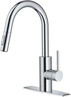 KRAUS Oletto Single Handle Pull Down Kitchen Faucet with QuickDock Top Mount Installation Assembly in Chrome, KPF-2620CH