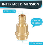 (Pack of 30) Seelink 1/2"Press x 1/2"Pex Crimp Coupling Brass Adapter, Press Fittings For Copper and Pex Pipe Connection(PEX1807344-30Pack)